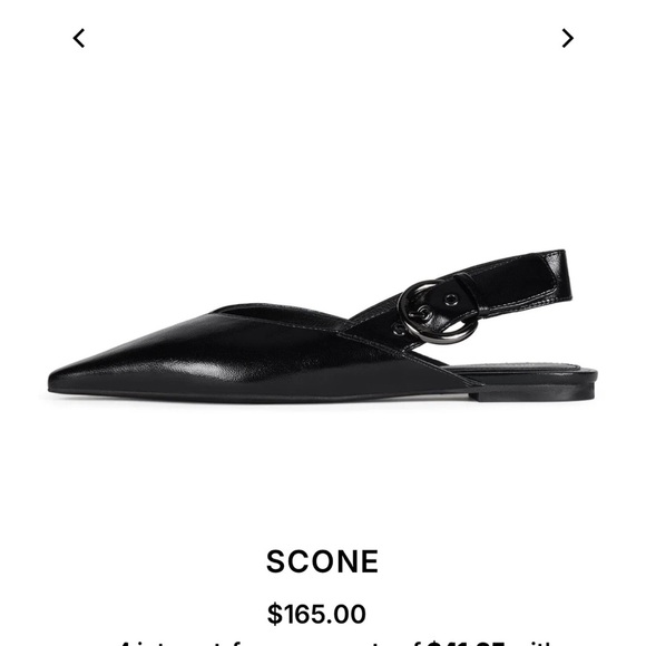 NEW Jeffrey Campbell Scone Slingback Pointed Toe Flat Black Leather Size 6.5 - Picture 2 of 8